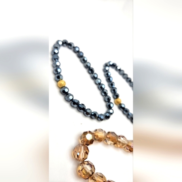 ๐ข3/$19๐ข Lot of 3 Crystal Glass Beaded Bracelets Stretchy 1 Size Fits All - Picture 6 of 6